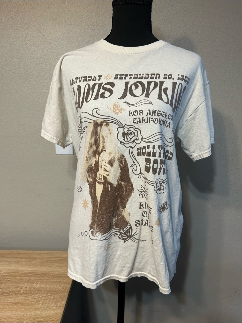 Janis Joplin Hollywood Bowl 1969 Graphic T Shirt S/M Retro Rock Band Tee